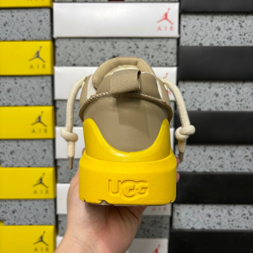 UGG Tazz Platform Sneaker – Women’s Wool-Lined Lace-Up in Cream with Yellow Sole