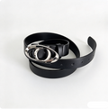 Marthenaut Slim Leather Belt Interlock Metal Buckle Fashion Waist Belt