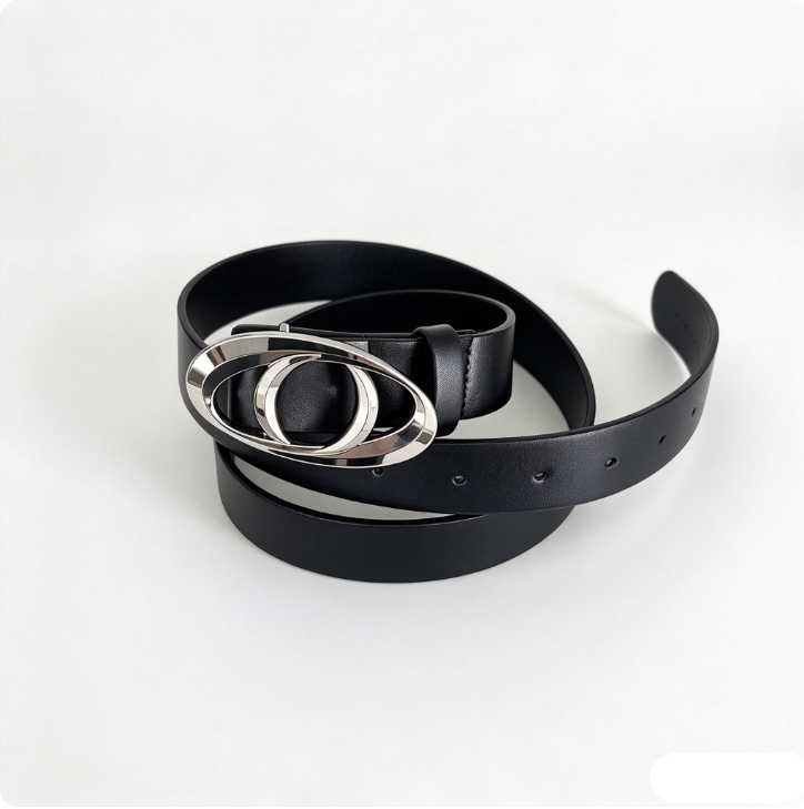 Marthenaut Slim Leather Belt Interlock Metal Buckle Fashion Waist Belt