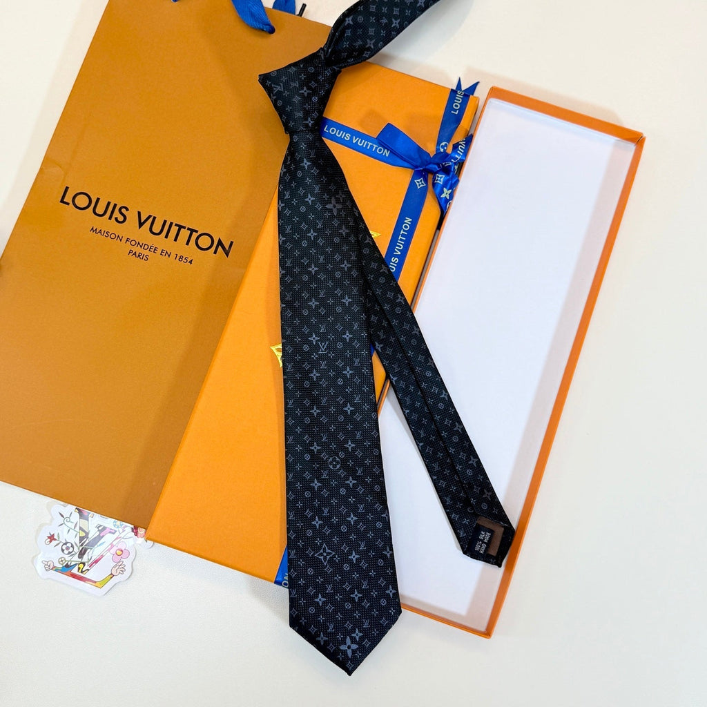 Louis Vuitton Style Men's Monogram Silk Tie