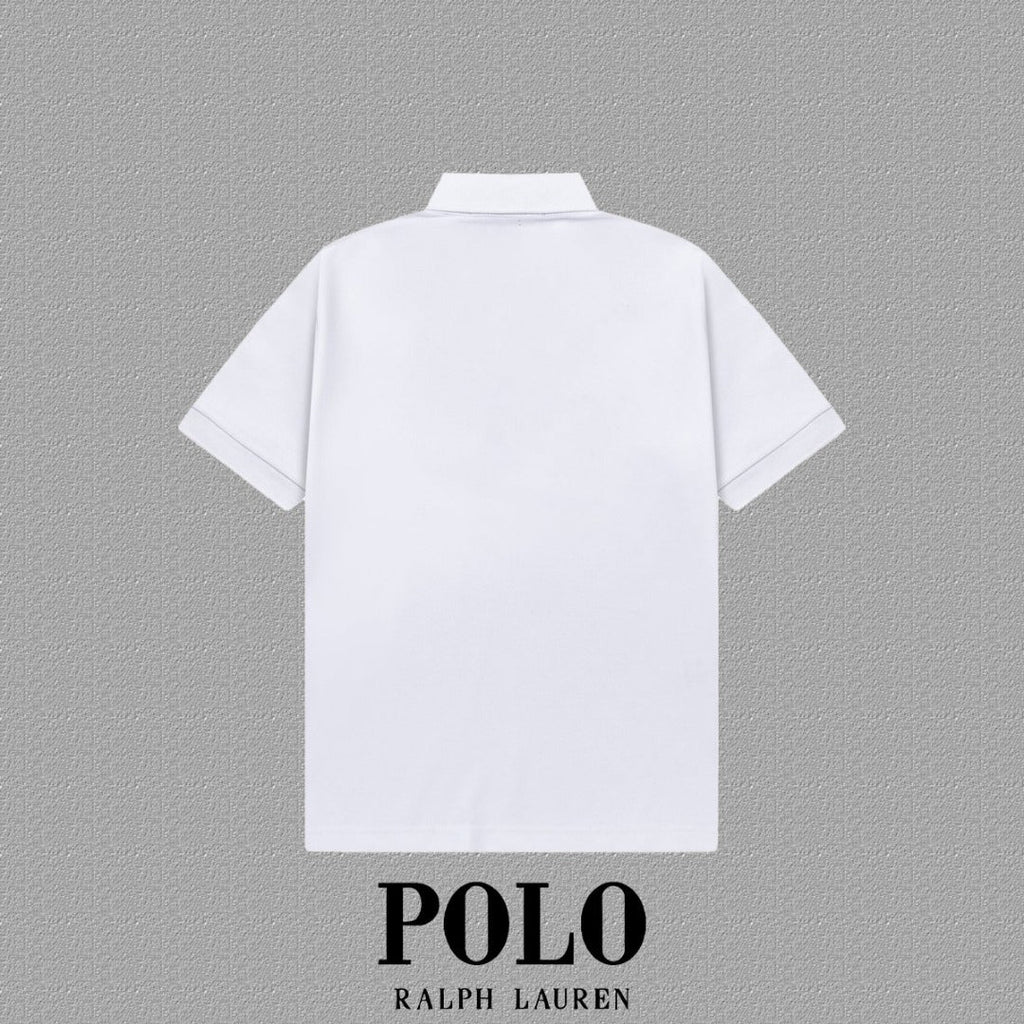 Men's Classic Collar Short‑Sleeve Polo Shirt Small Horse Embroidery Solid Casual Top