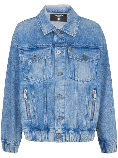 Balmain denim jacket with Logo in 70s style