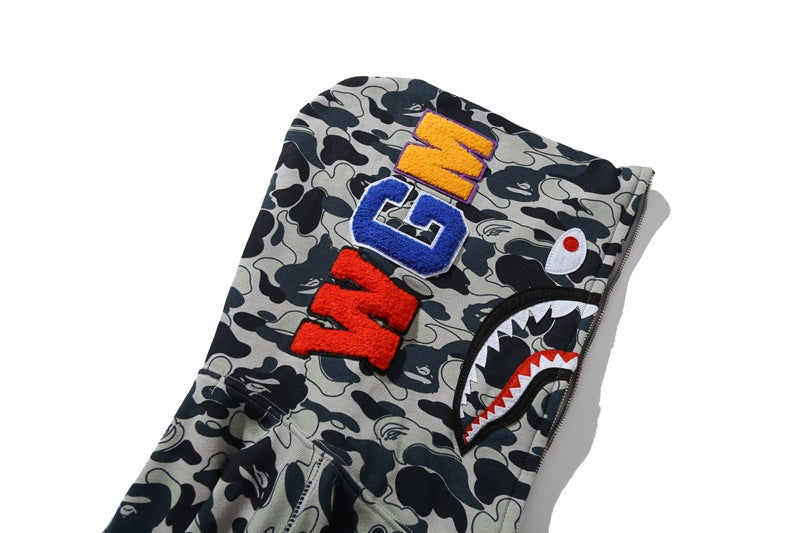 BAPE Camo Shark Hoodie - Grey Blue & Khaki