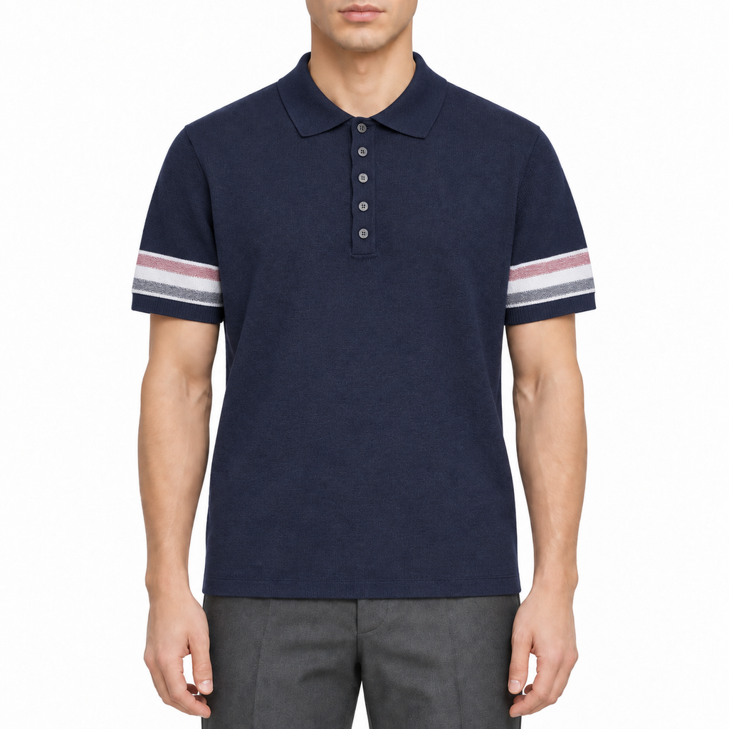 Men's Casual Polo Shirt — Blue & White | Thom Browne
