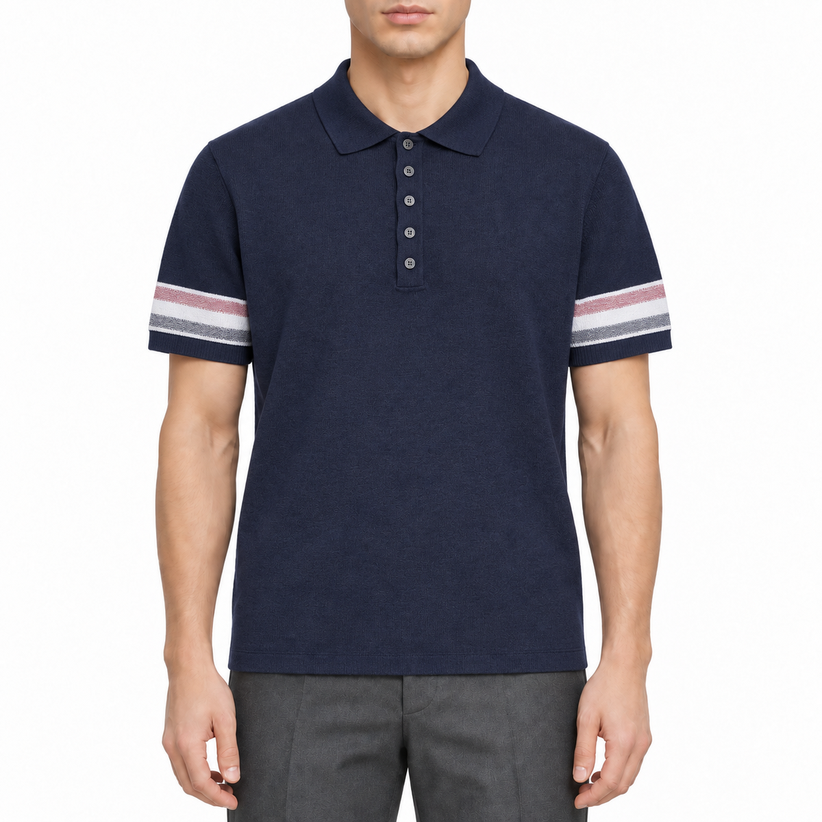 Men's Casual Polo Shirt — Blue & White | Thom Browne
