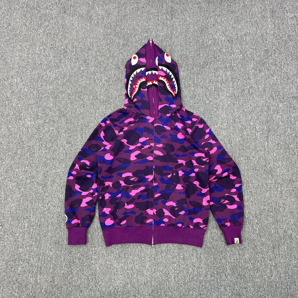 BAPE Shark Full-Zip Double Hood Camo Hoodie