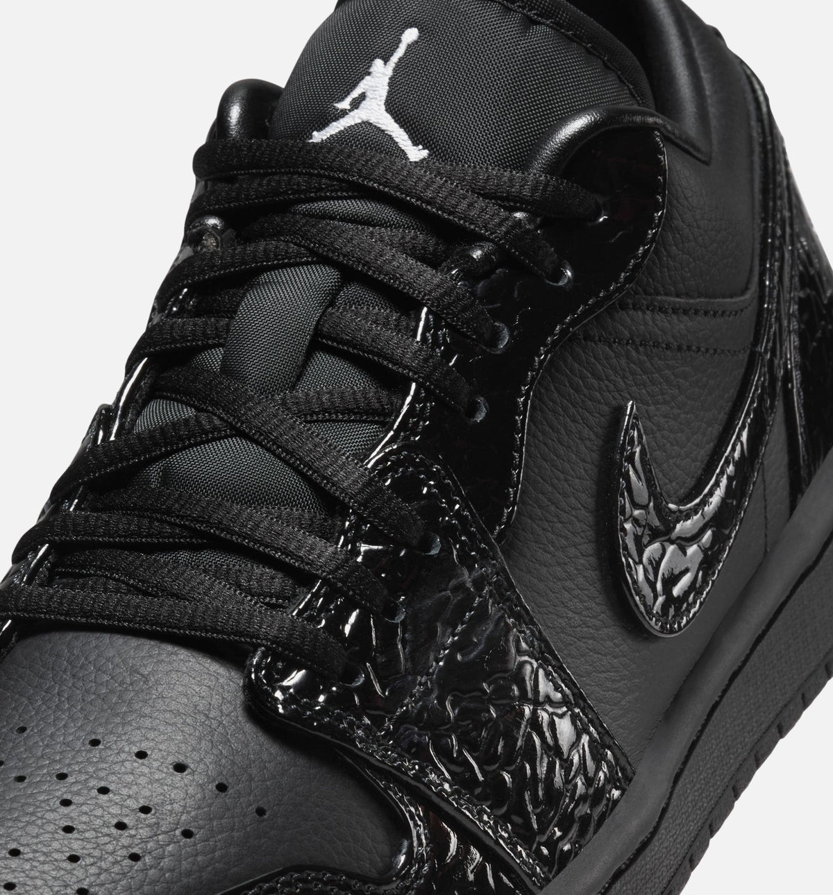 Air Jordan 1 Low "Patent Elephant" Women's Lifestyle Shoe - Black / White / Metallic Silver
