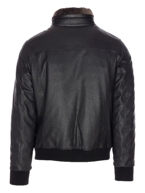 Moorer leather jacket with fur trim