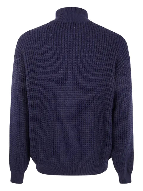 Family First zip-up mock-neck cardigan