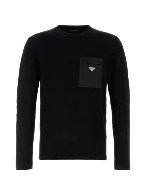 Prada logo-plaque pocket sweater