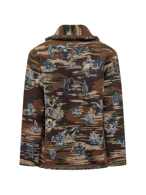 Alanui fringed jacquard-knit cardigan