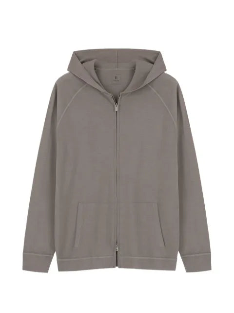 Boggi Milano knitted sweatshirt full-zip hoodie in superfine merino