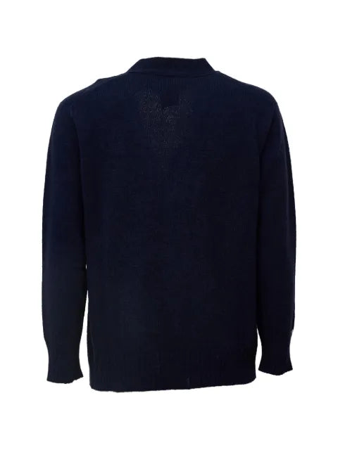 AMARANTO  distressed V-neck cardigan