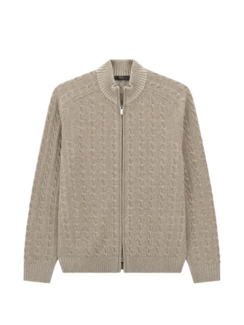 Boggi Milano roll-neck jumper full-zip cashmere-wool plated