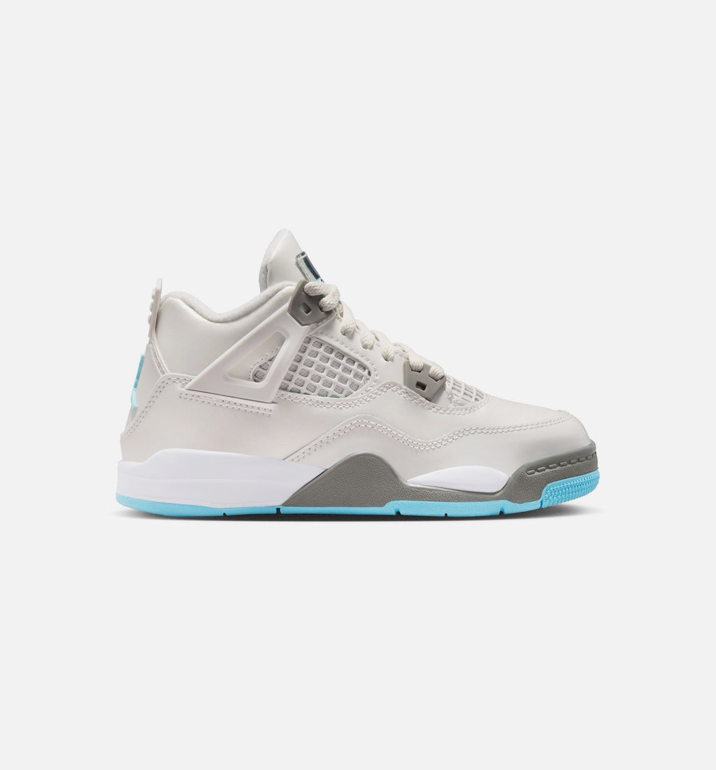 Air Jordan 4 Retro Blue Chill Preschool Sneakers - Photon Dust / Blue / White