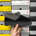 UGG Kallen Fold-Over Shearling Mule – Suede Open-Back Slipper with Grey Shearling Cuff & Chunky Lug Platform Sole in Black