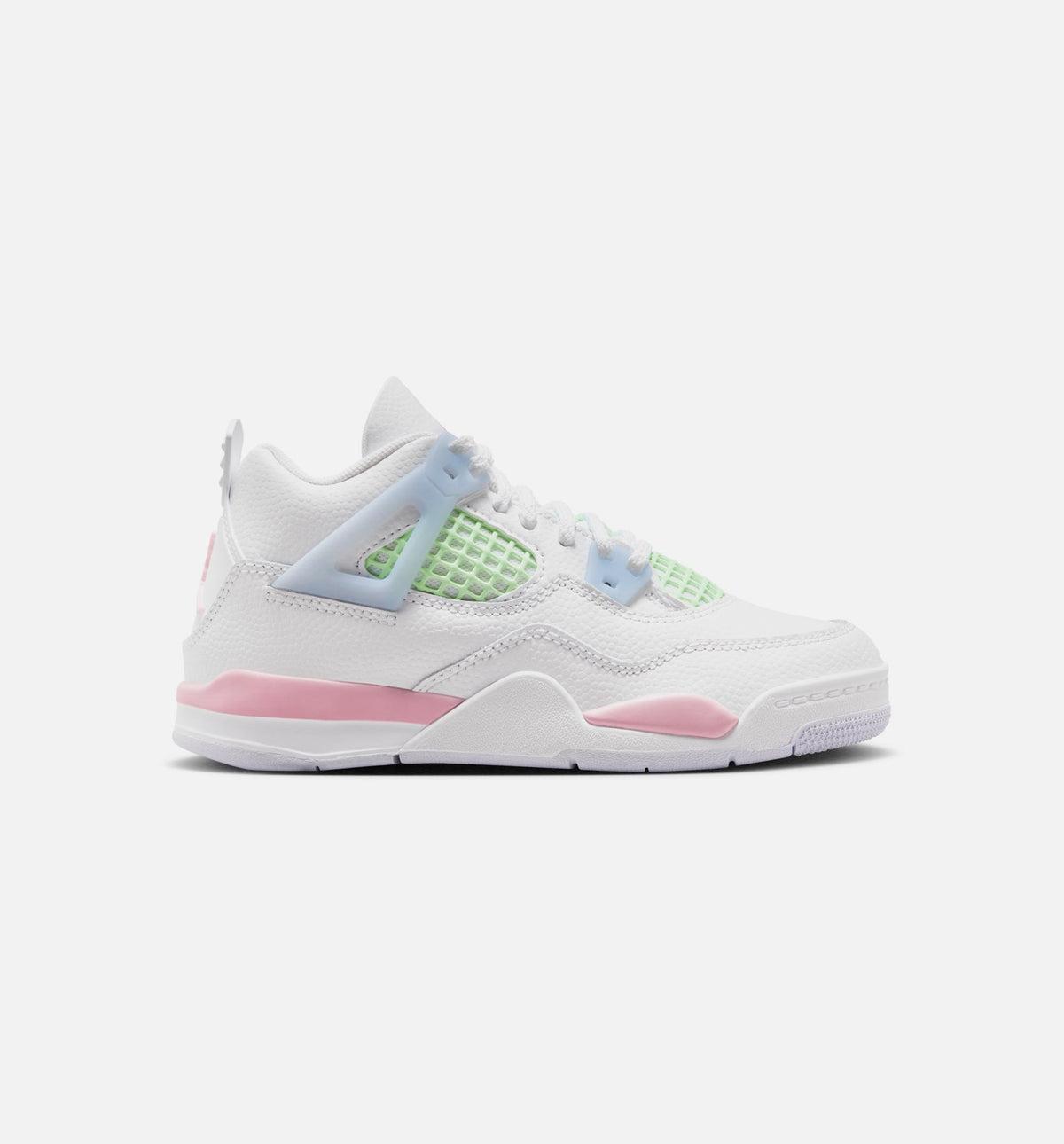 Air Jordan 4 Retro Medium Soft Pink Preschool Shoes - White Medium Soft Pink Half Blue