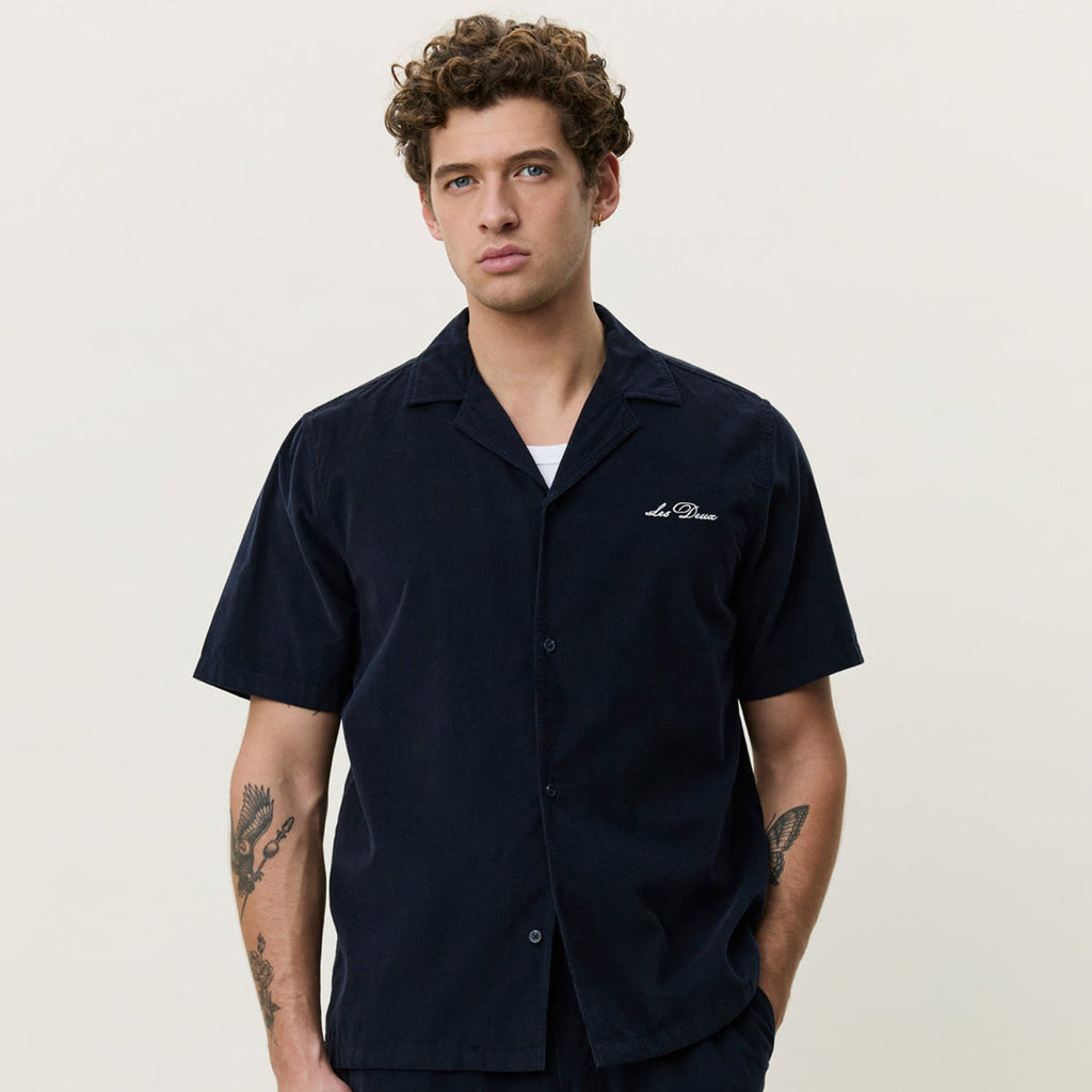 Les Deux Signature Mini Cord Ss Shirt: Dark Blue Night