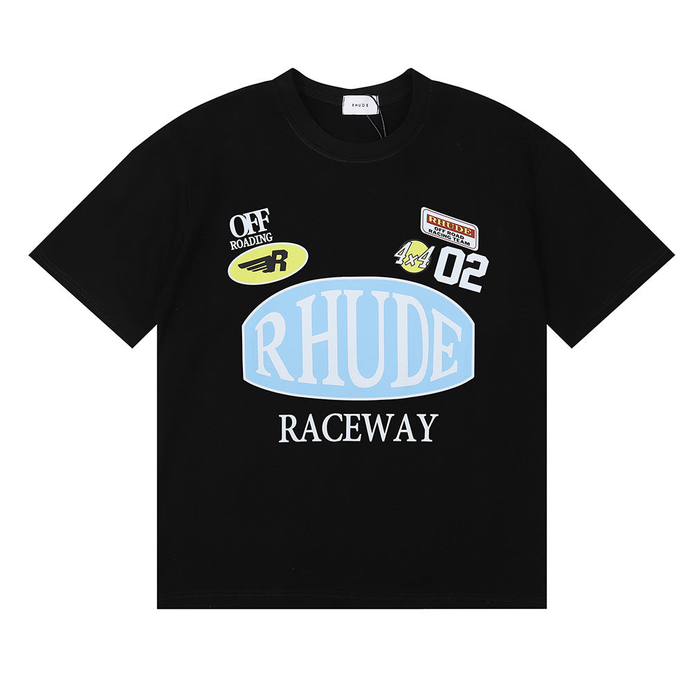 RHUDE Motorsports Track Letter Print T-Shirt
