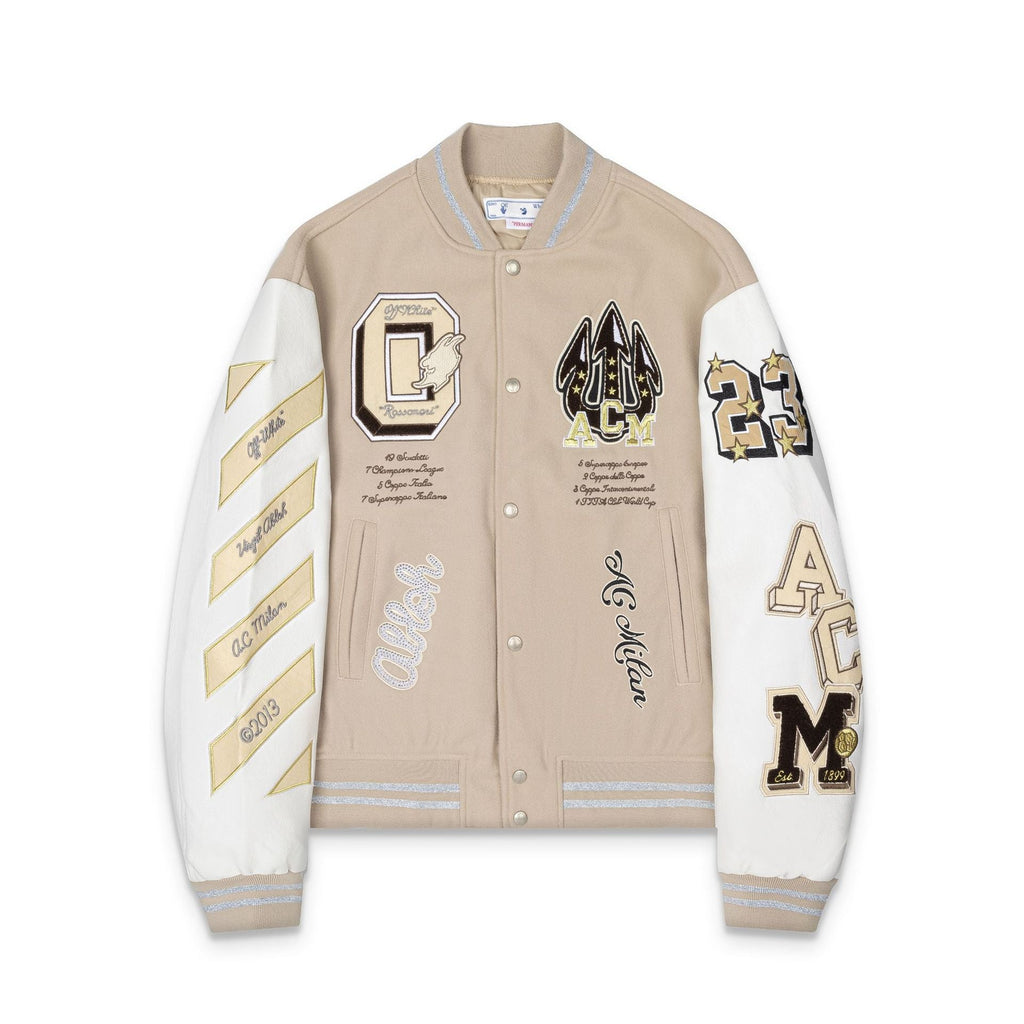 Off-White Embroidered Badge Varsity Jacket Unisex