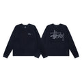 Stussy Navy Signature Script Waffle Knit Long Sleeve Tee