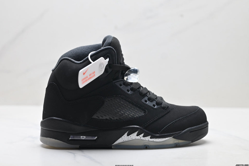 Air Jordan 5 Retro Black Metallic Silver Sneakers