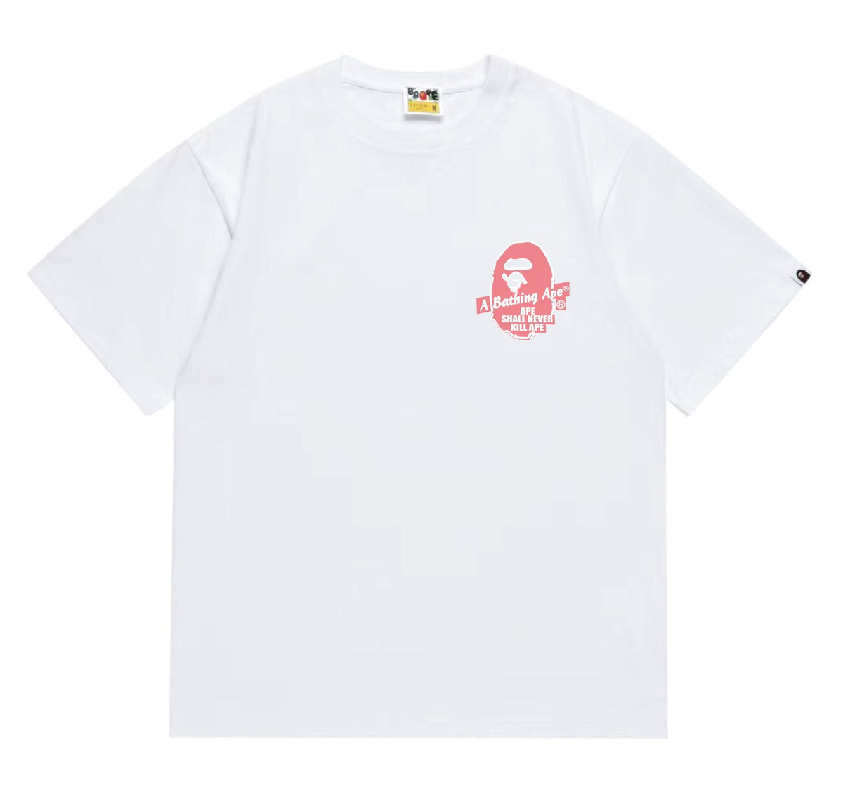 BAPE Pink Accent Ape Circle Graphic T-Shirt