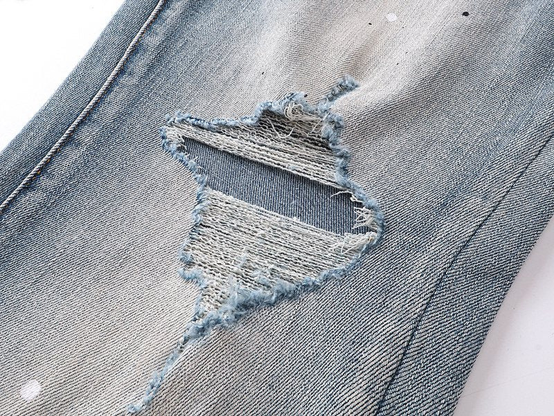Purple Brand Light Blue Distressed Paint Splatter Jeans