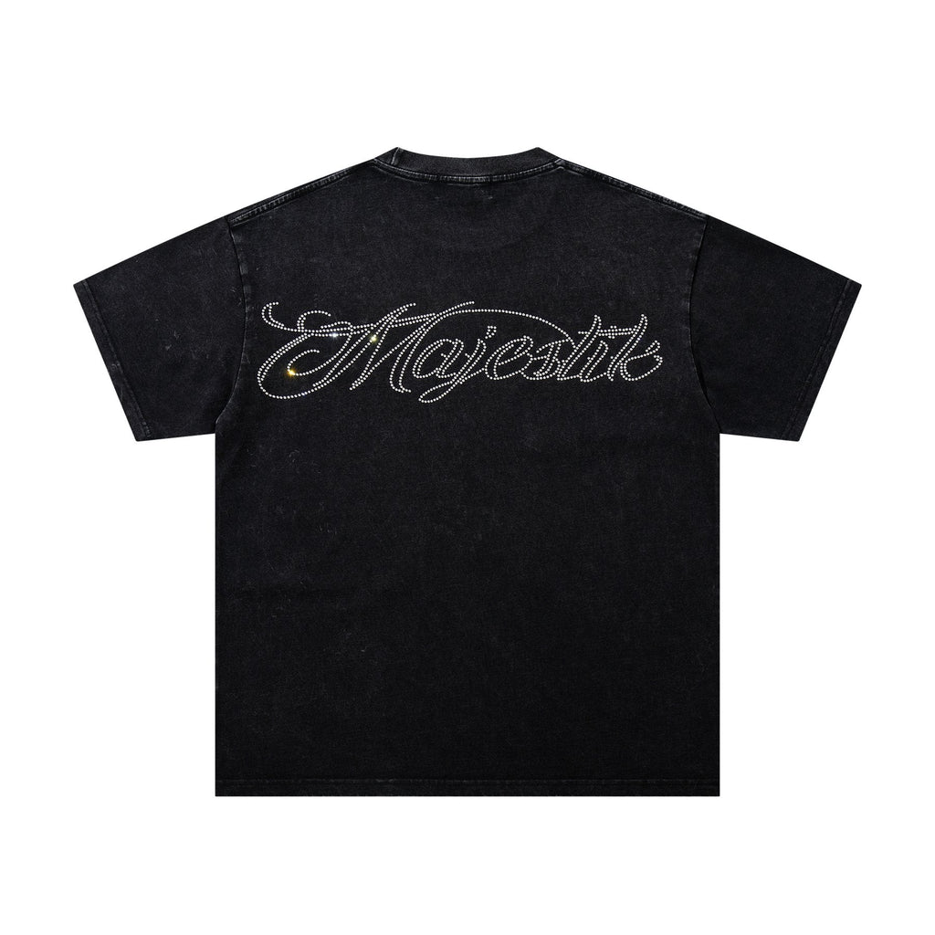 MAJESTIK Blue Football Graphic T-Shirt