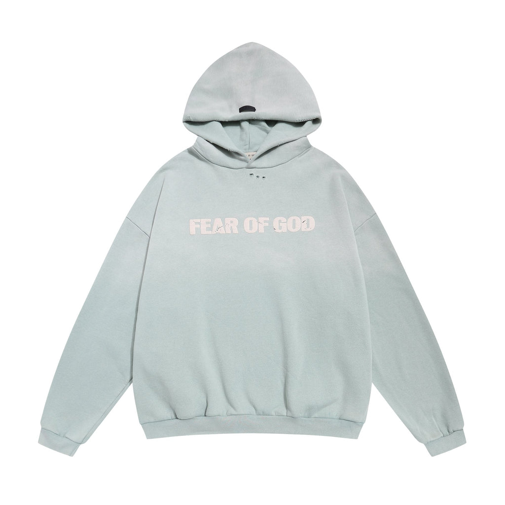FEAR OF GOD Light Blue Raised Letter Graphic Hoodie