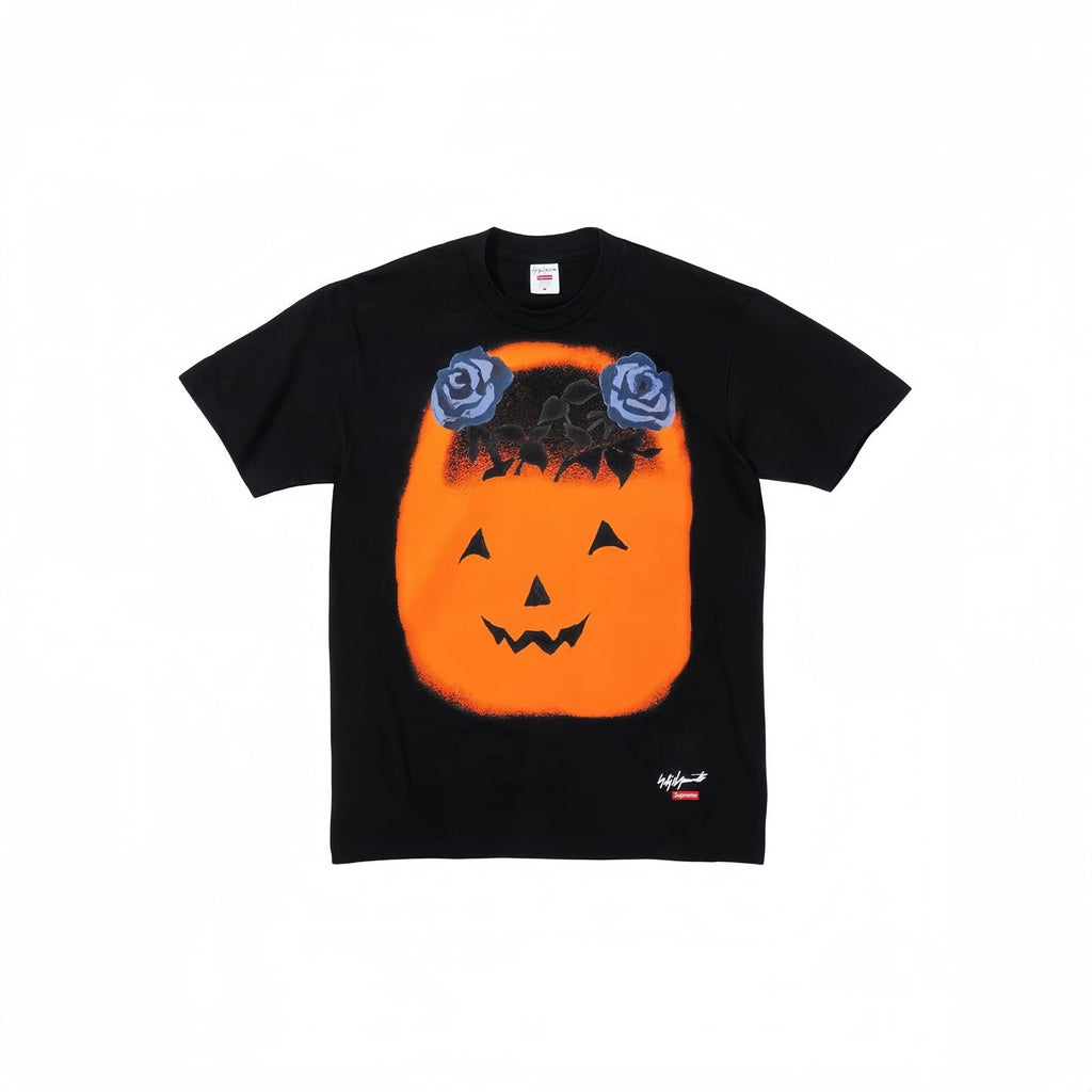 Supreme Pumpkin Face & Blue Rose Graphic T-Shirt