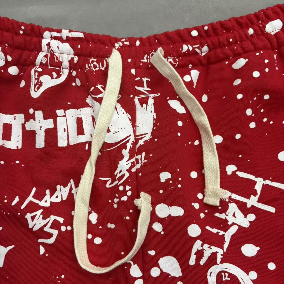 MIXED EMOTION Graffiti Paint Splatter Drawstring Shorts