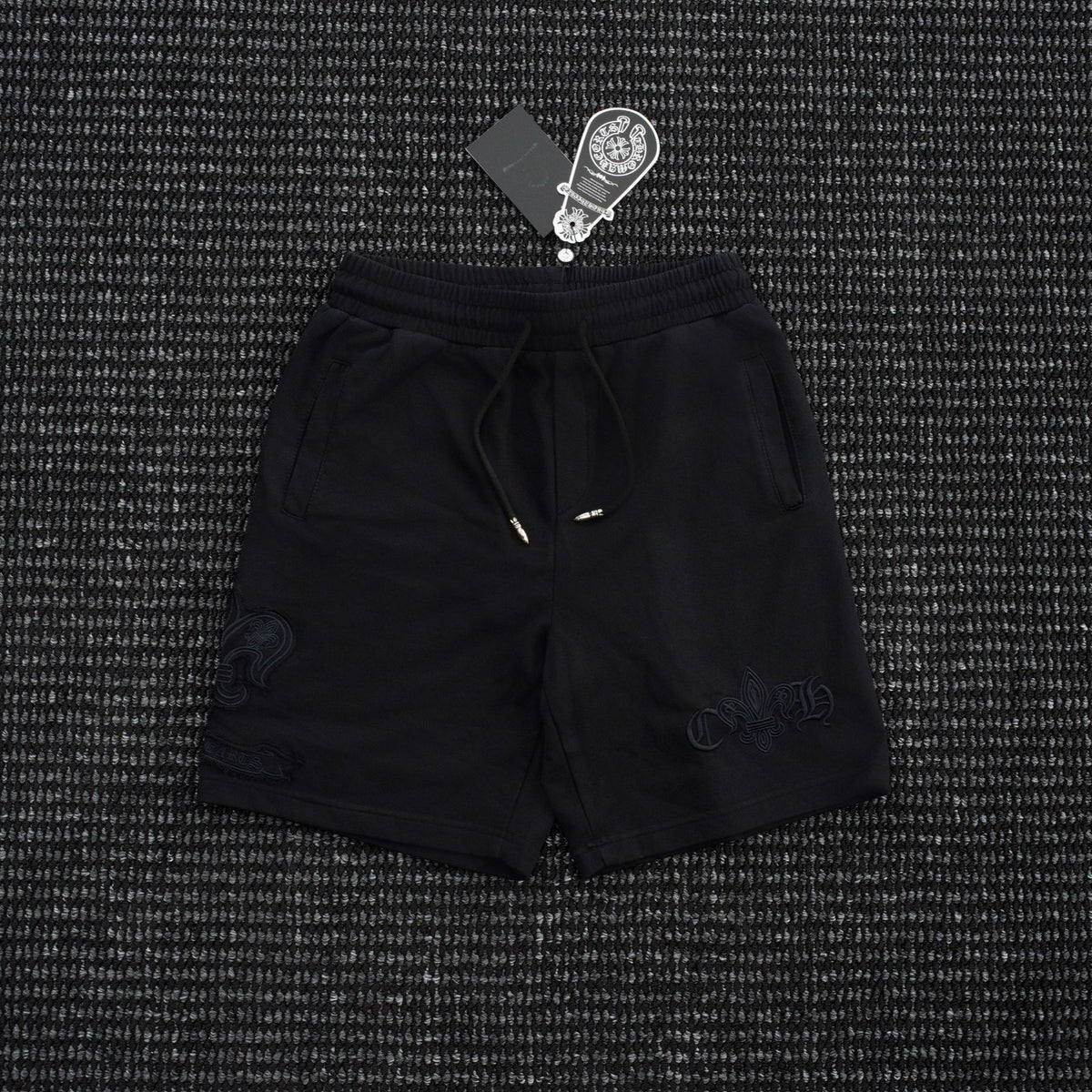 Chrome Hearts Tonal Sanskrit Cross Embroidered Shorts