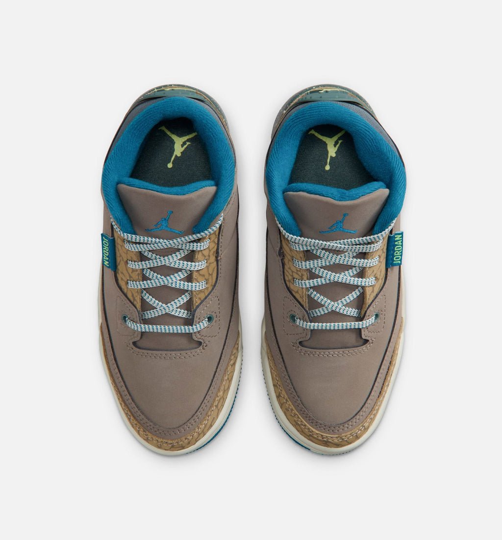 Air Jordan 3 Retro Olive Grey Preschool Sneakers - Olive Grey / Green Abyss / Khaki / Sea Glass