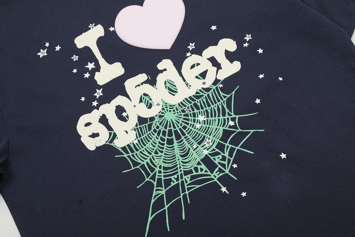 Sp5der Heart Star Spiderweb Graphic T-Shirt