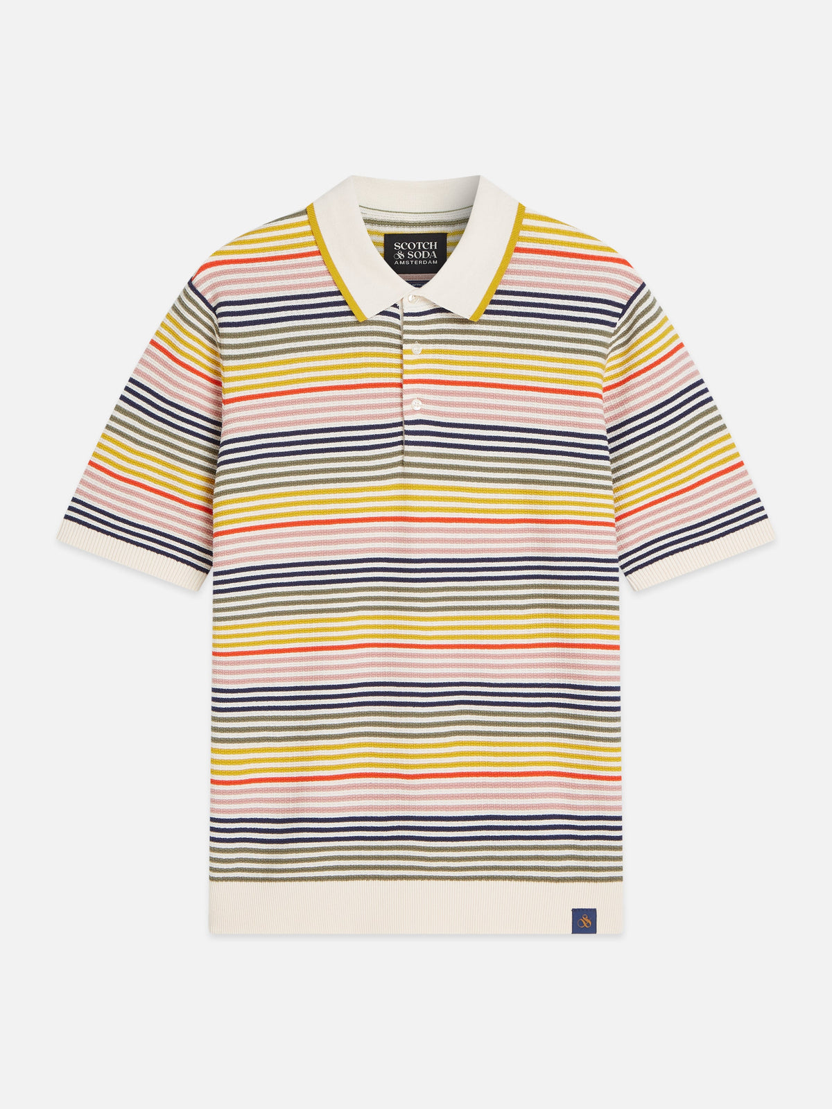 S&S Striped Structured Knitted Regular-Fit Polo