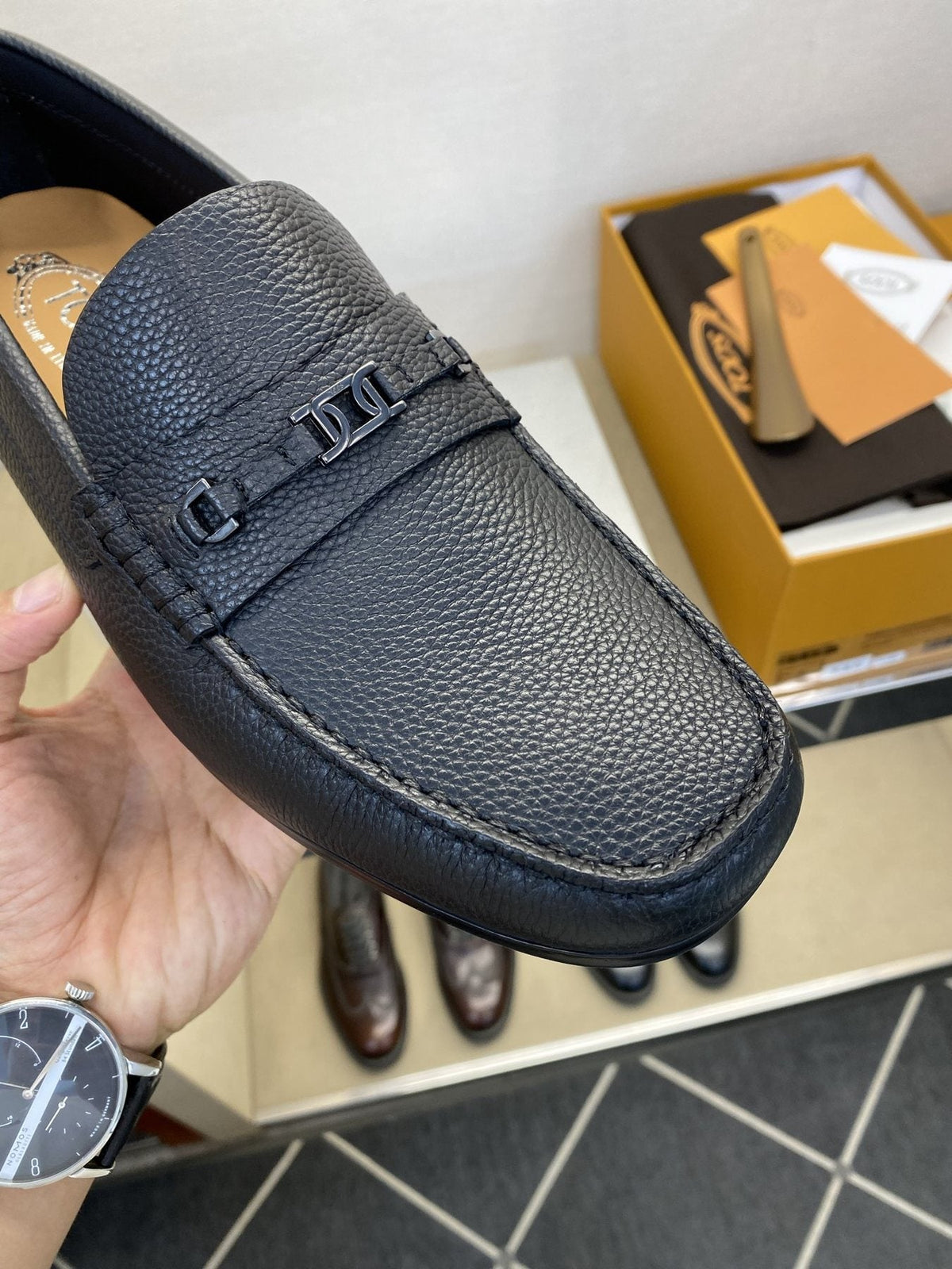 Tod's Black Leather Penny Loafers