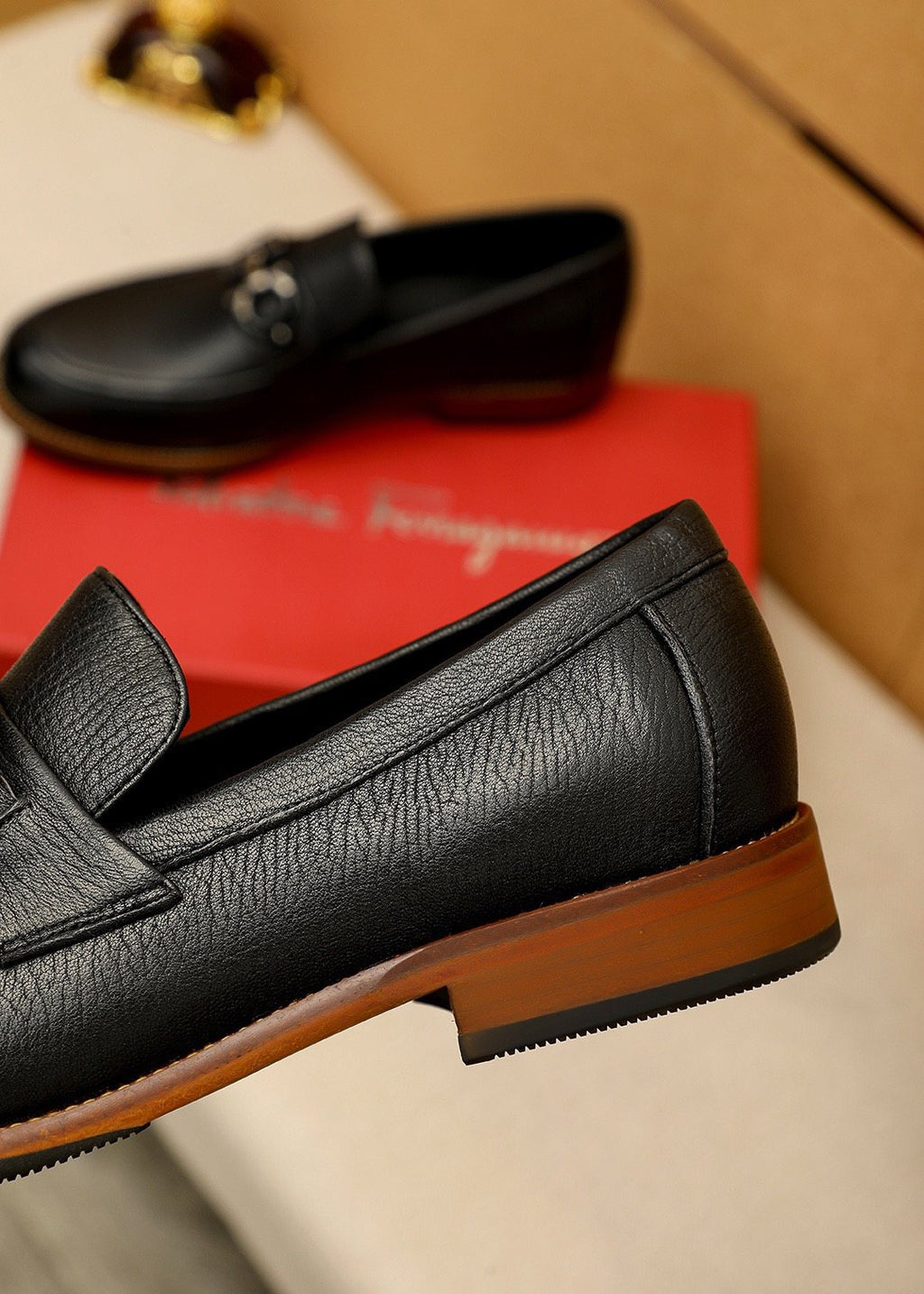 Salvatore Ferragamo Men's Black Metal Ornament Loafers