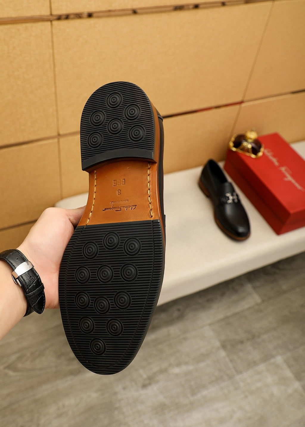 Salvatore Ferragamo Men's Black Metal Ornament Loafers