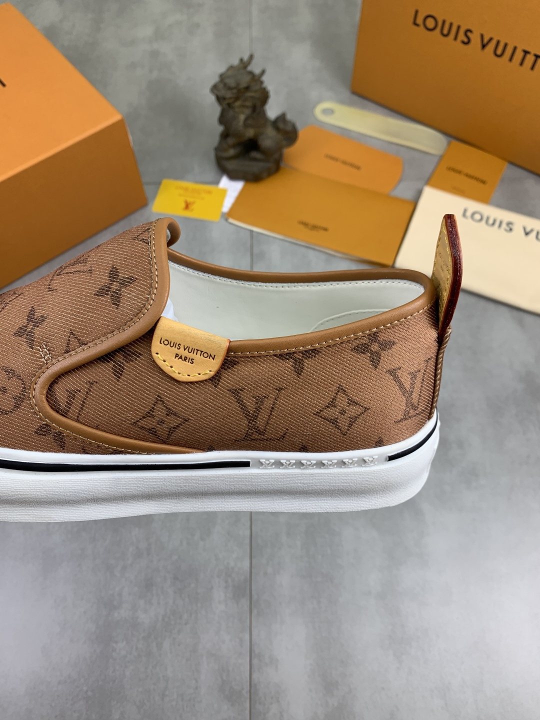 Louis Vuitton Tan Monogram Slip-On Shoes