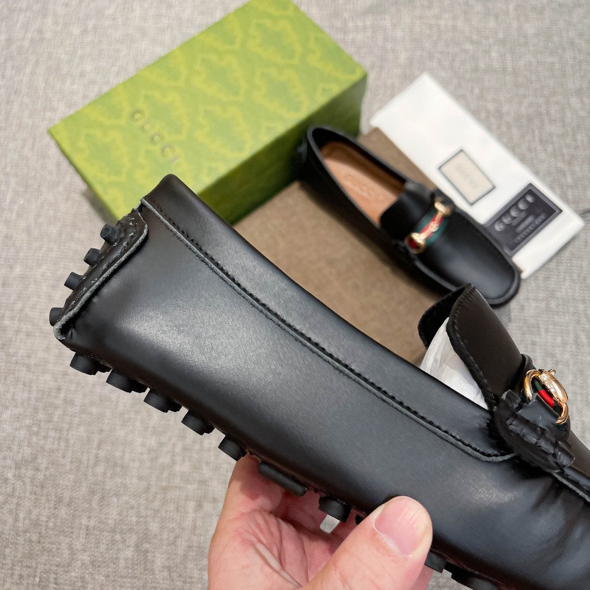 Gucci Black Web Stripe Loafers