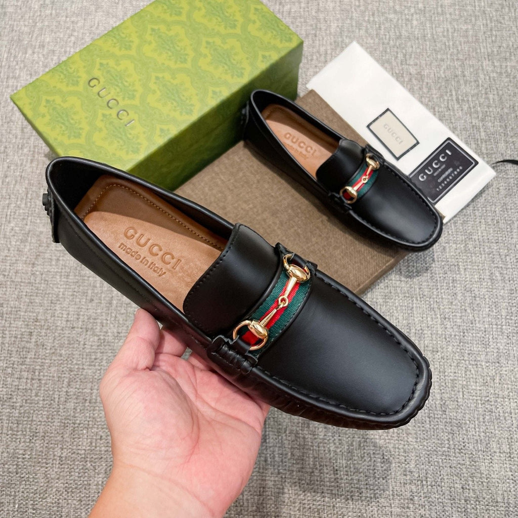 Gucci Black Web Stripe Loafers