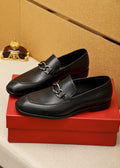 Ferragamo Men's Black Bit Loafers - Metal Bit Vamp Detail