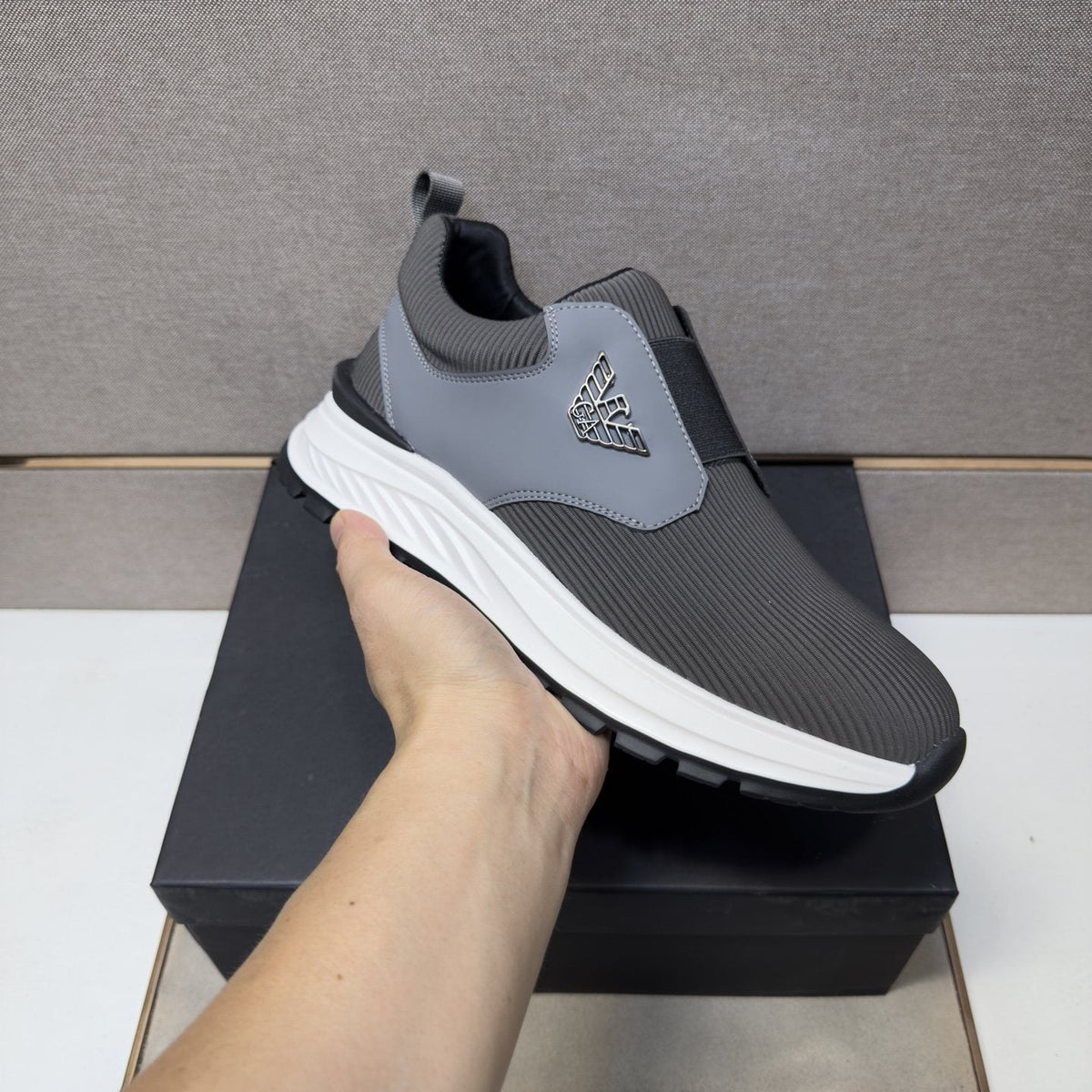 Armani Black Slip-On Sneakers