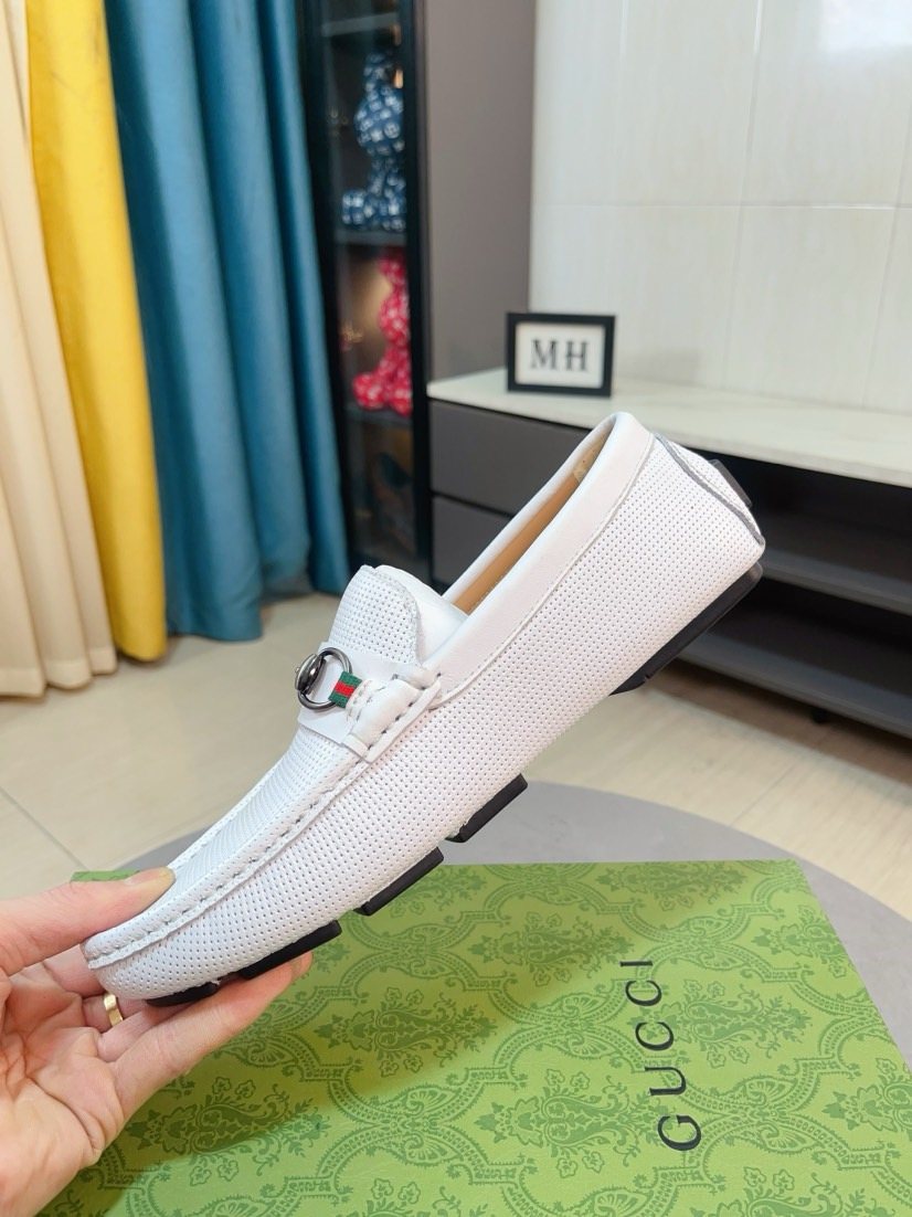 Gucci Men's Perforated Metal Hardware Loafers