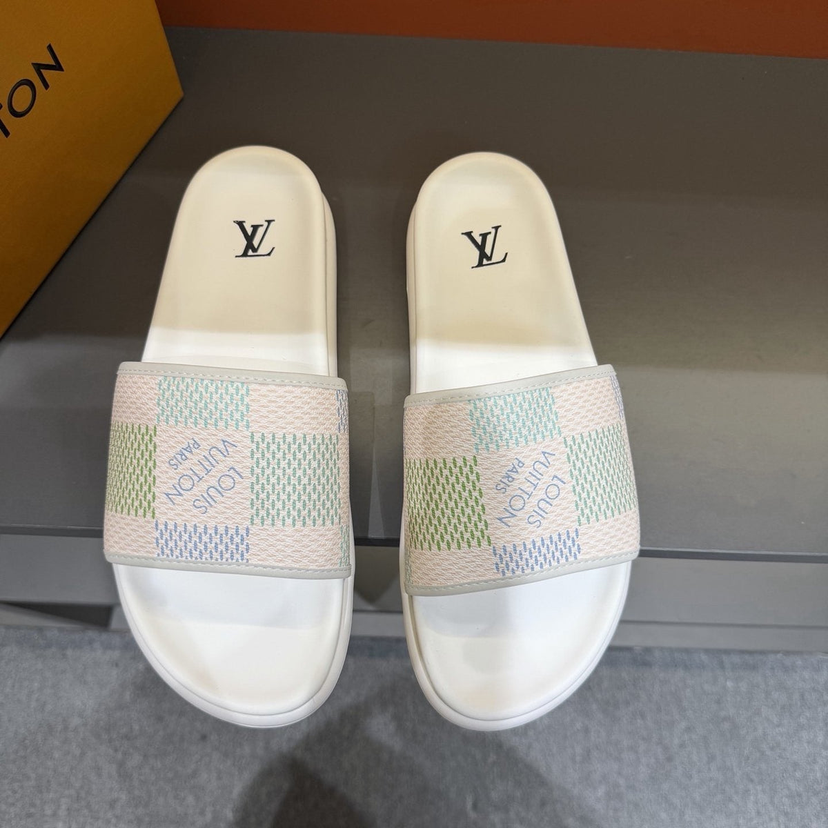 Louis Vuitton Multicolor Logo Slide Sandals