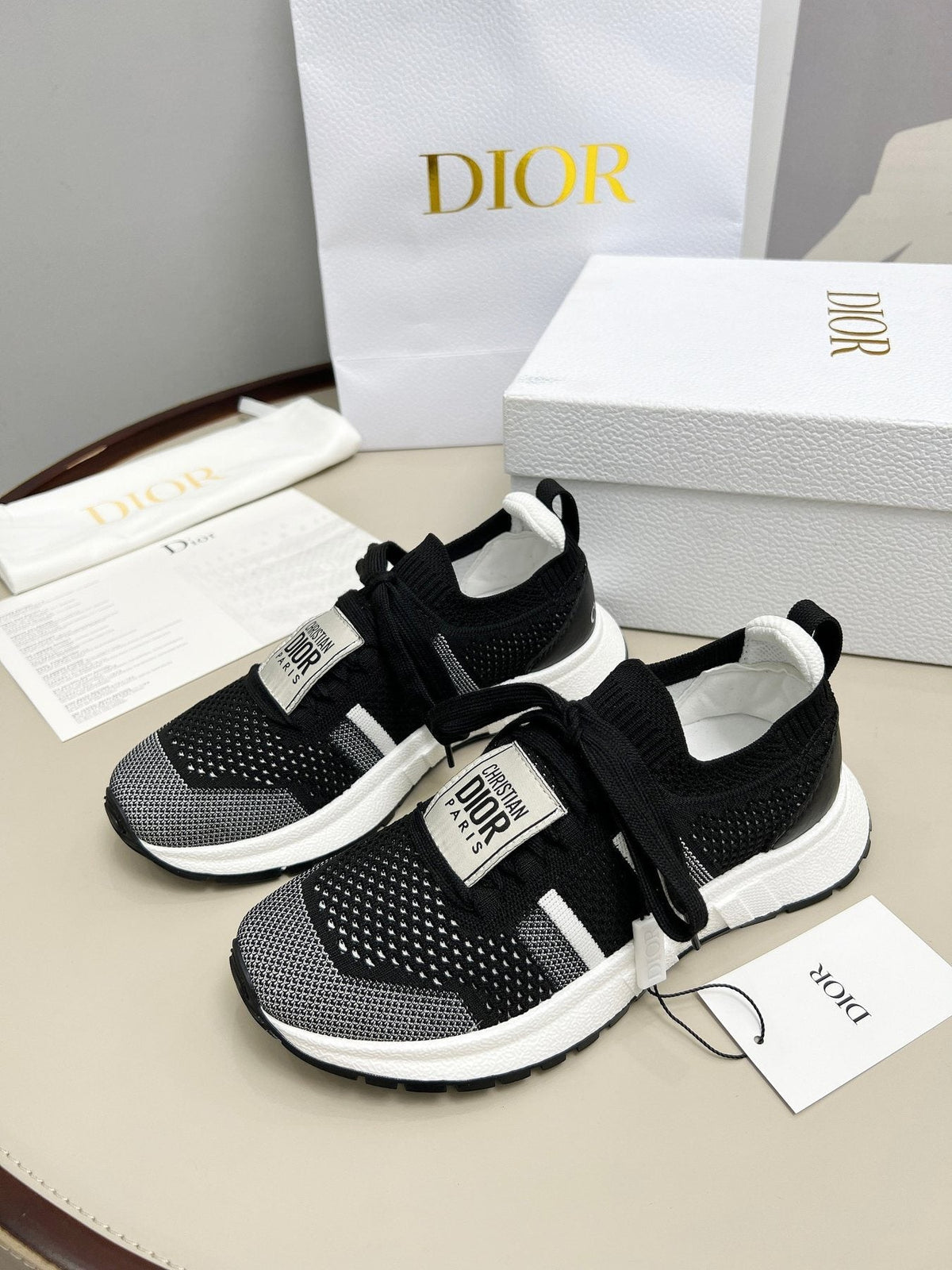 Dior Knit Lace-Up Sneakers - Padded Collar