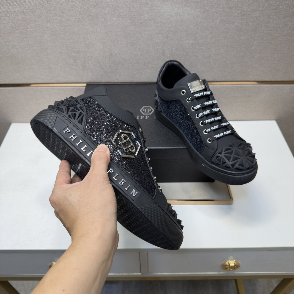 Philipp Plein Men's Studded Panel Low-Top Sneakers
