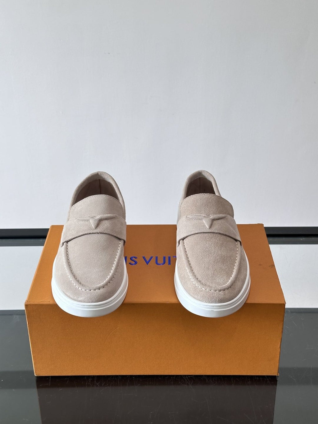 Louis Vuitton Navy Blue Suede Loafers