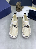 Dior Ivory Canvas Slip-On Sneakers